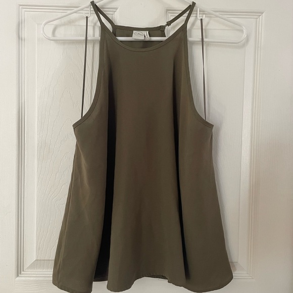 Paper Crane Tops - Paper Crane Olive Green Women's Halter Top Medium